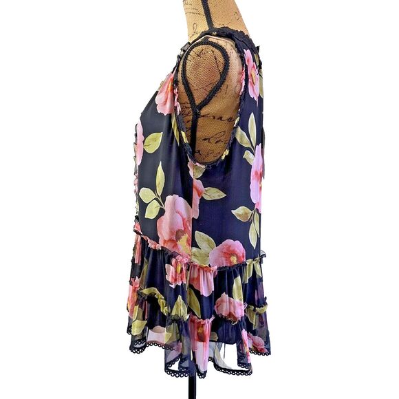 Kate Spade Madison Avenue Vintage Blooms Lauryn Silk Top Floral Lace Sz L $428 - Picture 5 of 16